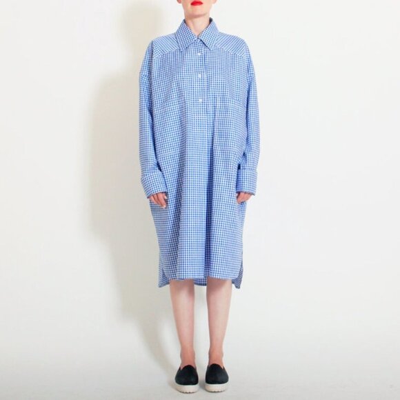 FFIXXED STUDIOS Women Chingy Shirt Dress Long Sleeve Cotton Blue White Size M - Picture 2 of 9